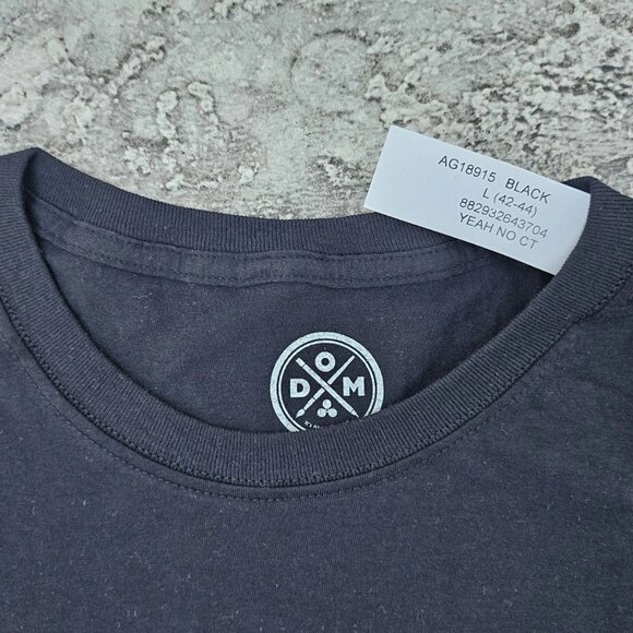 DOM Men Tee Black Cotton Crew Neck Tshirt YEAH NO T Shirt Size L 42-44 - Picture 4 of 6